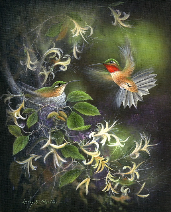 rufous hummingbird by artist Larry K Martin